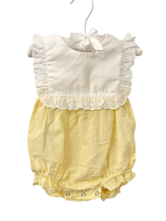 Yellow Swiss Dot Bubble with White Lace