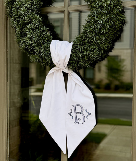 White Wreath Sash - Extra Wide